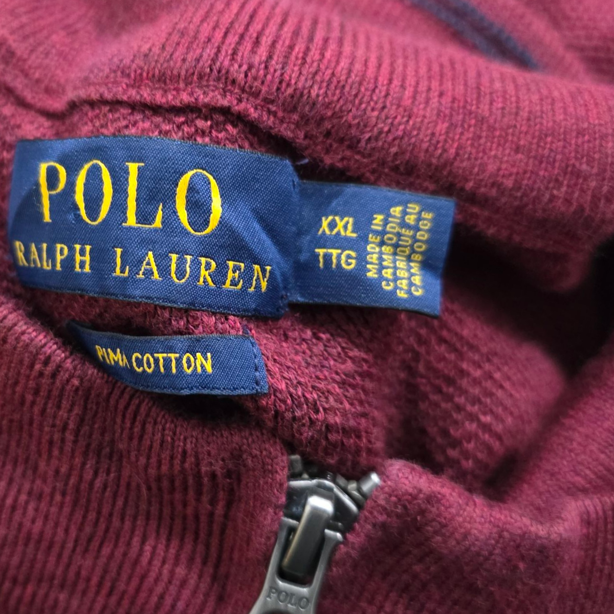Sueter Medio Cierre Ralph Lauren Xxl Vino Pony Azul