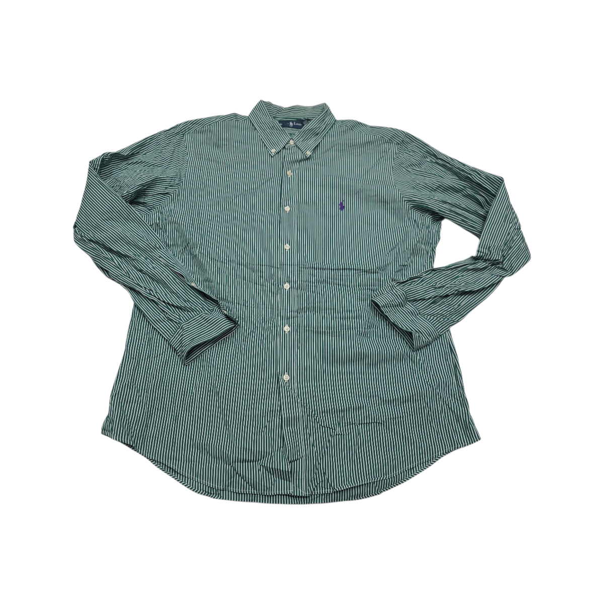 Camisa Ralph Lauren Xgrande Xl Verde Lineas Pony Morado