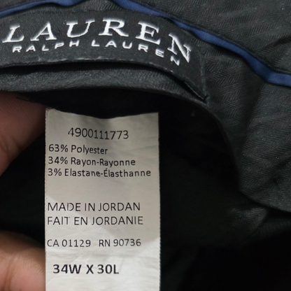Pantalon Vestir Ralph Lauren 34x30 Recto Negro