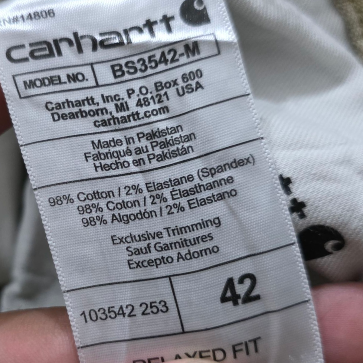 Bermuda Carhartt Talla 42 Cafe Relaxed Fit