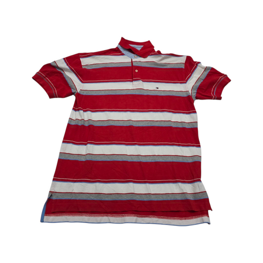 Playera Polo Tommy Hilfiger Mediana M Lineas Rojo Y Gris