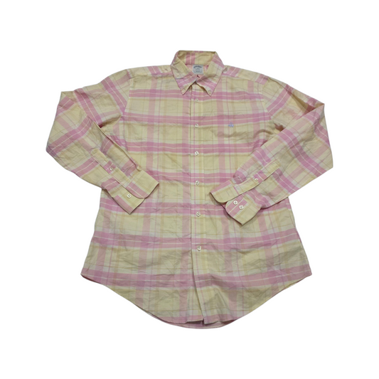 Camisa Brooks Brothers Mediana M Regent Cuadro Amarillo Rosa