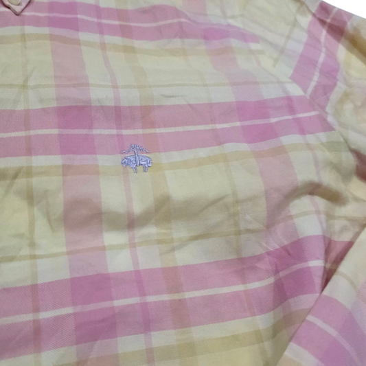 Camisa Brooks Brothers Mediana M Regent Cuadro Amarillo Rosa