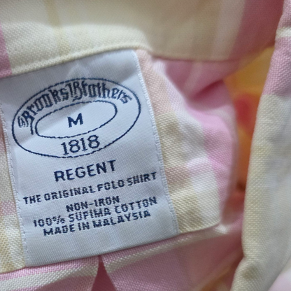 Camisa Brooks Brothers Mediana M Regent Cuadro Amarillo Rosa