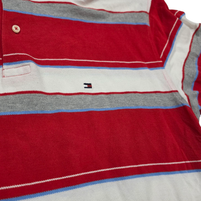 Playera Polo Tommy Hilfiger Mediana M Lineas Rojo Y Gris