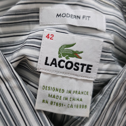 Camisa Lacoste Grande Fr 42 Gris Lineas