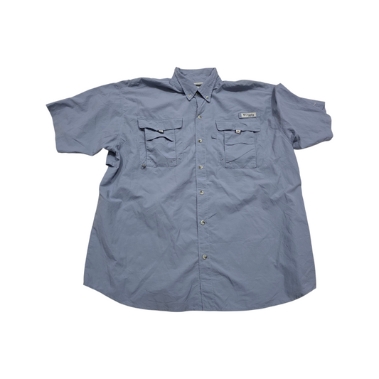 Camisa Manga Corta Columbia Grande L Azul Grisaceo