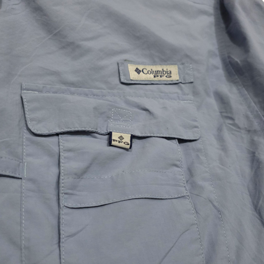 Camisa Manga Corta Columbia Grande L Azul Grisaceo