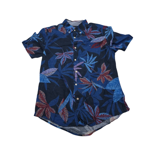 Camisa Manga Corta Tommy Hilfiger Grande L Azul Hojas