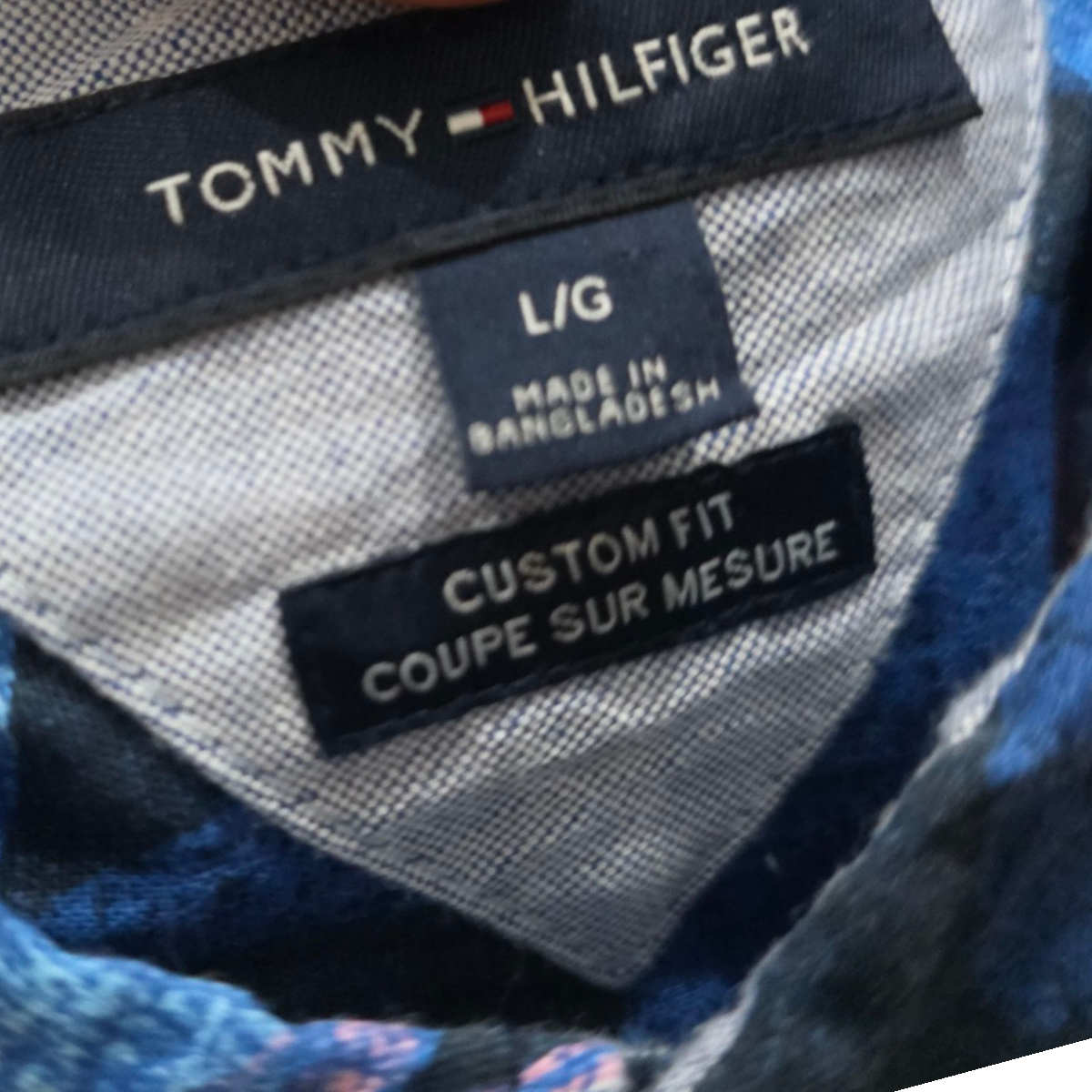 Camisa Manga Corta Tommy Hilfiger Grande L Azul Hojas