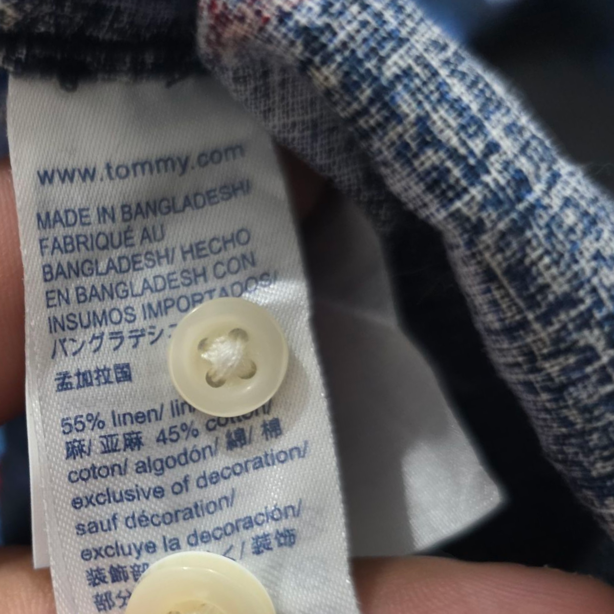 Camisa Manga Corta Tommy Hilfiger Grande L Azul Hojas