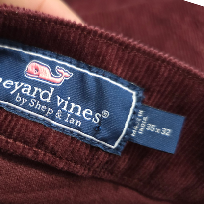 Pantalon Vineyard Vines 35X32 Recto Pana vino