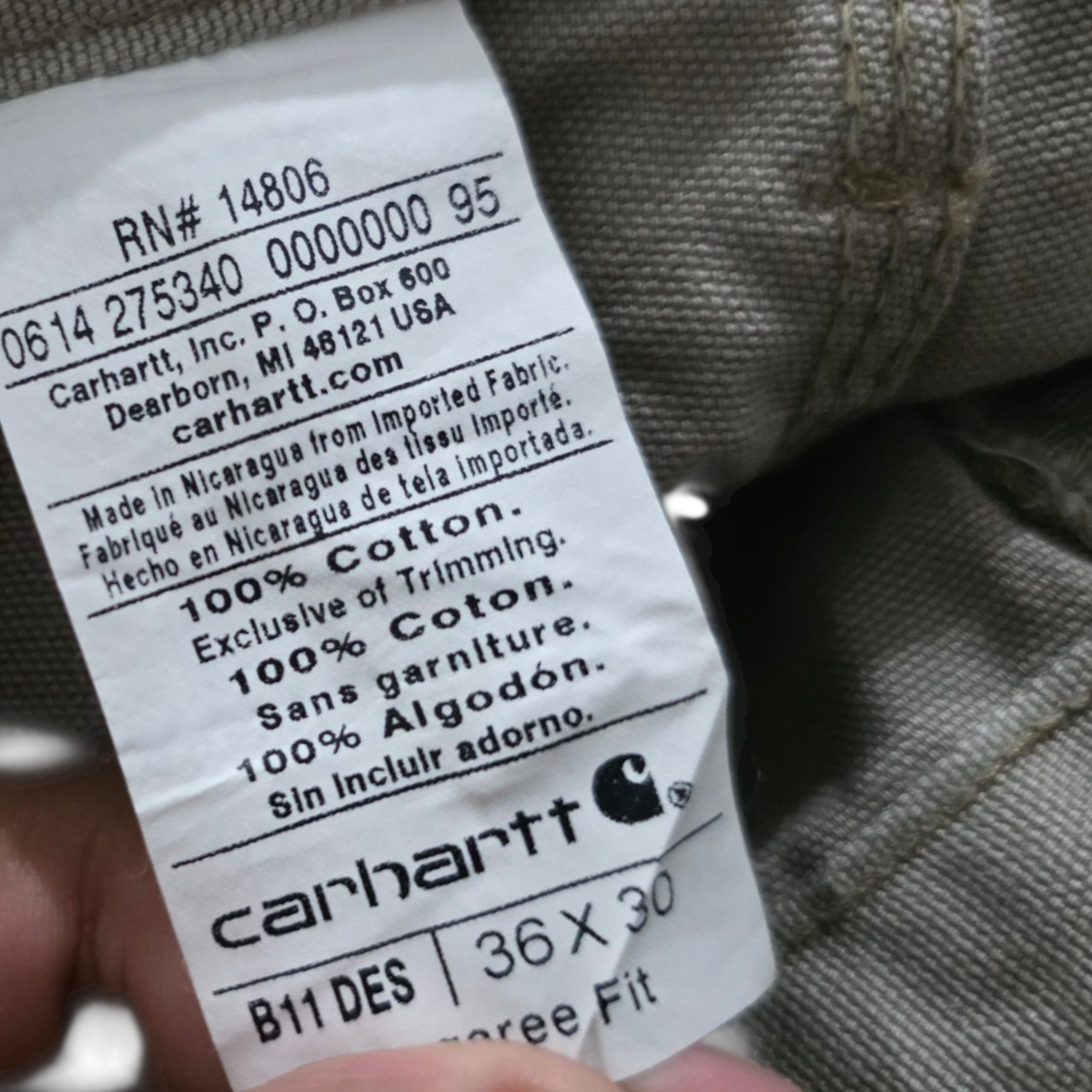 Pantalon Carhartt 36x30 Cafe (Usado)