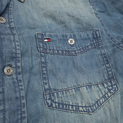 Camisa Tommy Hilfiger Adolescente L 16/18 Mezclilla Azul