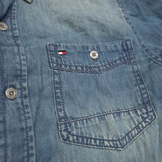 Camisa Tommy Hilfiger Adolescente L 16/18 Mezclilla Azul