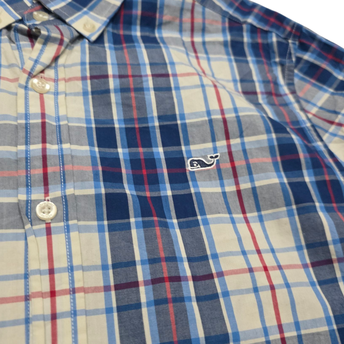 Camisa Vineyard Vines Whale Shirt Mediana M Cuadro Azul