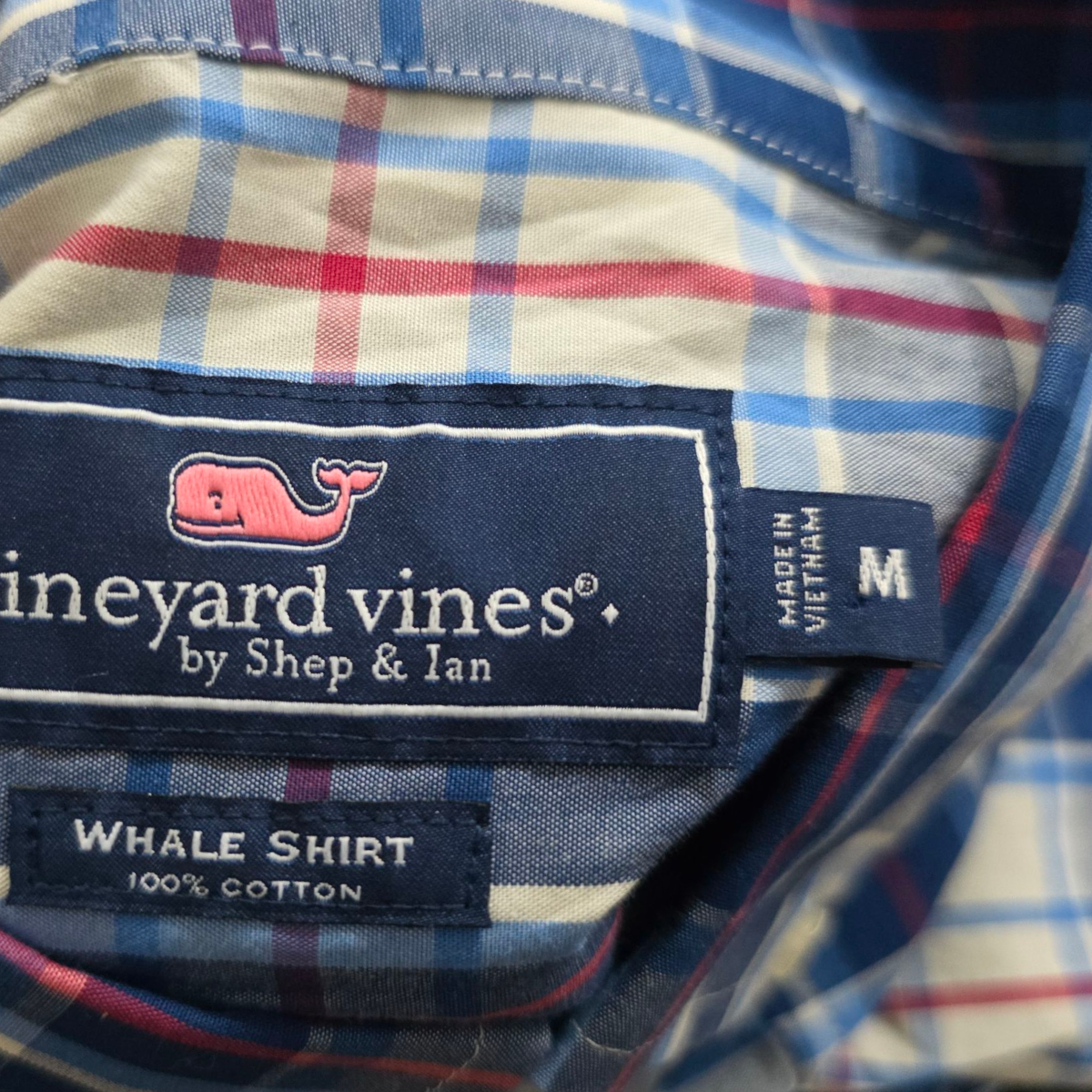 Camisa Vineyard Vines Whale Shirt Mediana M Cuadro Azul