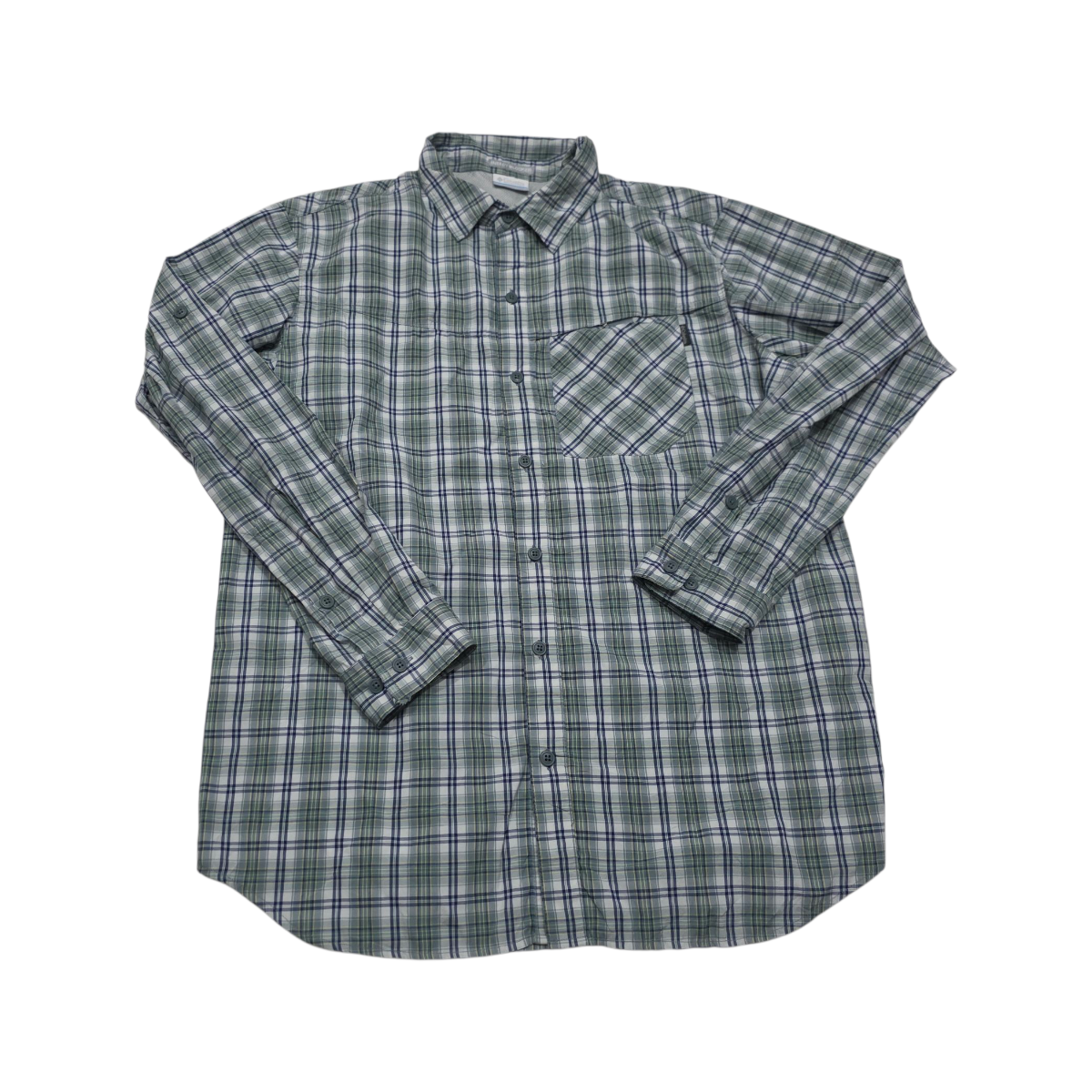 Camisa Columbia Grande L Cuadro Verde Y Azul