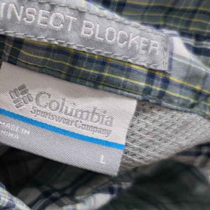 Camisa Columbia Grande L Cuadro Verde Y Azul
