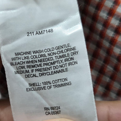 Camisa Columbia Xgrande Xl Cuadro Naranja Y Blanco