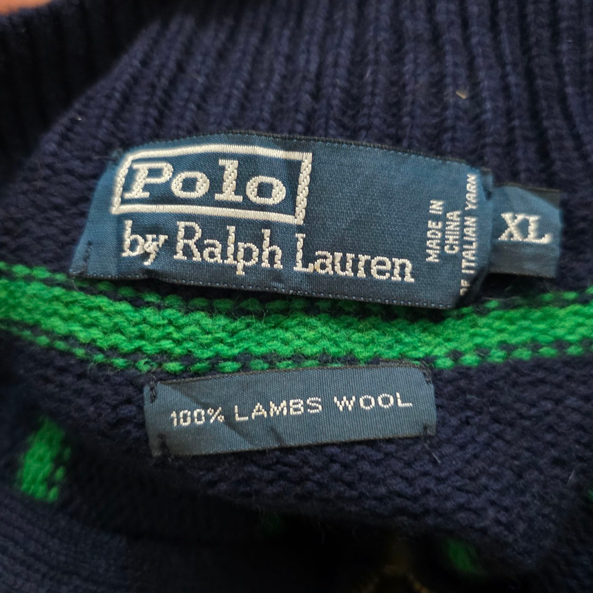Sueter Ralph Lauren Xgrande Xl Azul Lineas Verdes Lana