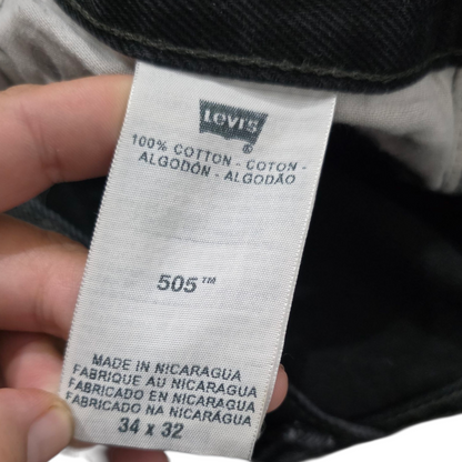Pantalon Recto Levis 505 34x32 Negro Deslavado