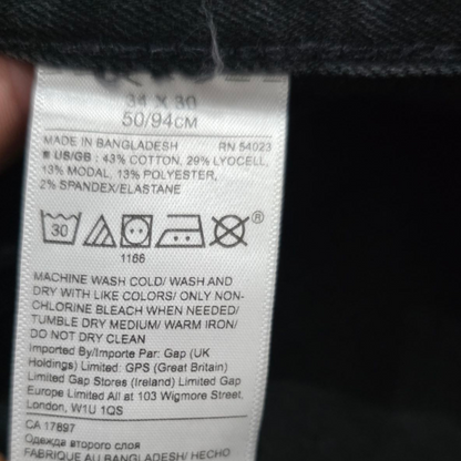 Pantalon Banana Republic 34x30 Negro Deslavado