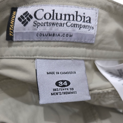 Pantalon Convertible Columbia Talla 34 Beige