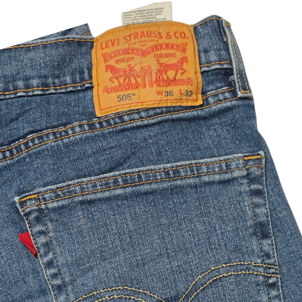 Pantalon Recto Levis 505 36x32 Azul Deslavado