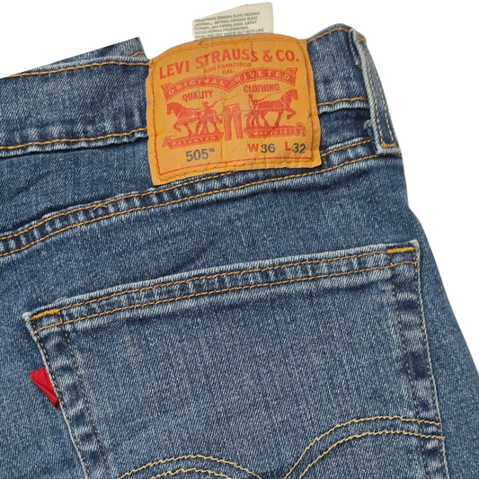 Pantalon Recto Levis 505 36x32 Azul Deslavado