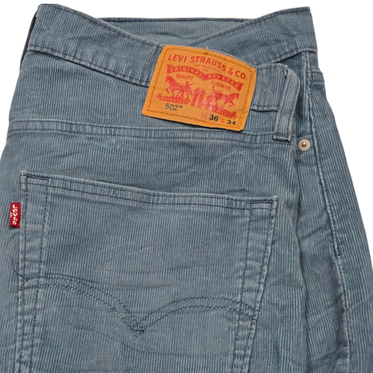 Pantalon Recto Levis 502 36x34 Azul Metálico Pana