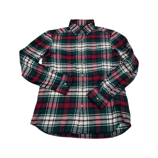 Camisa Vineyard Vines Chico S Cuadro Rojo Verde