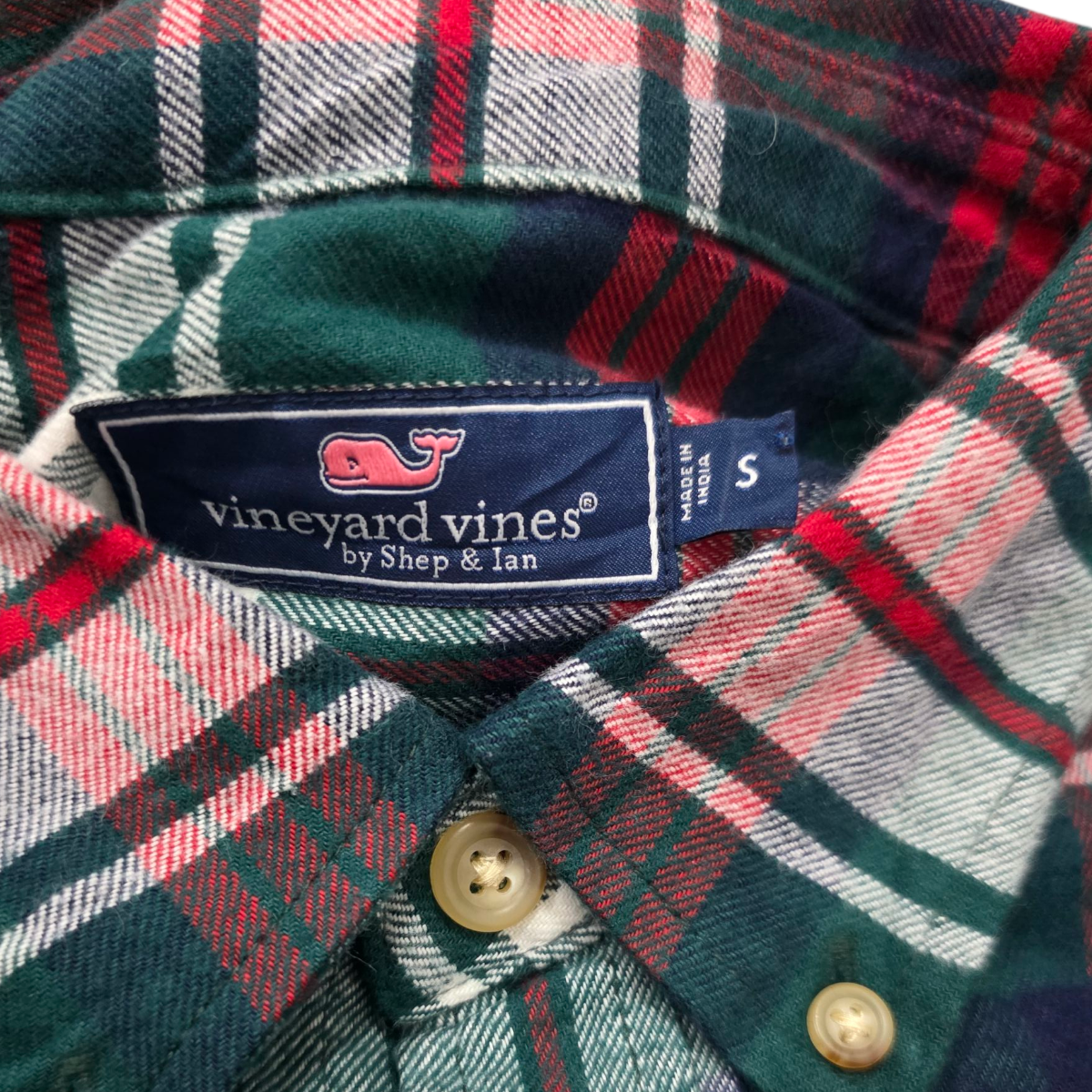 Camisa Vineyard Vines Chico S Cuadro Rojo Verde