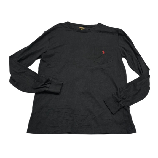 Playera Manga Larga Ralph Lauren Chico S Gris Pony Rojo (Usado)
