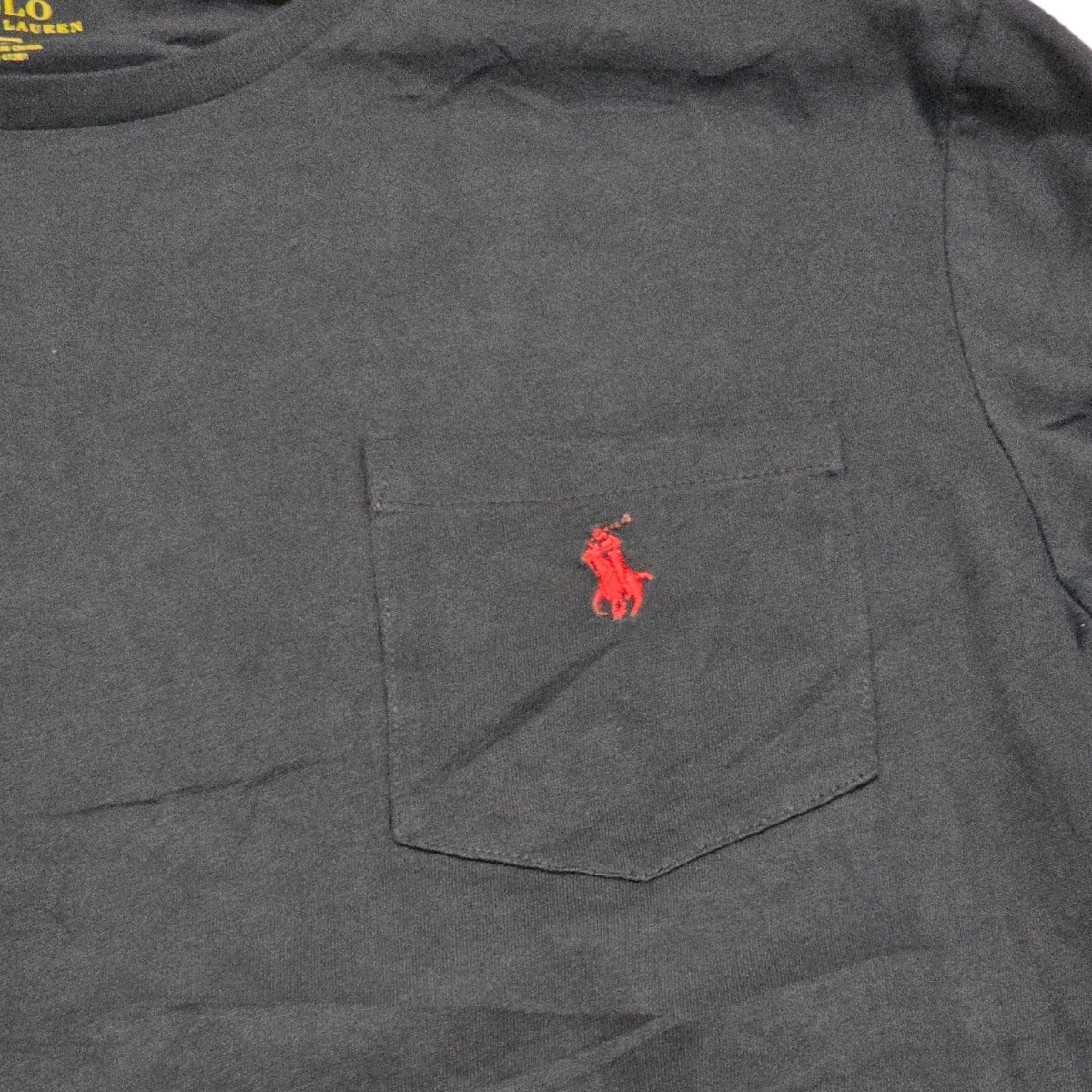 Playera Manga Larga Ralph Lauren Chico S Gris Pony Rojo (Usado)