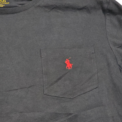 Playera Manga Larga Ralph Lauren Chico S Gris Pony Rojo (Usado)