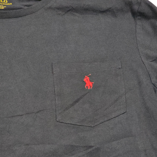 Playera Manga Larga Ralph Lauren Chico S Gris Pony Rojo (Usado)
