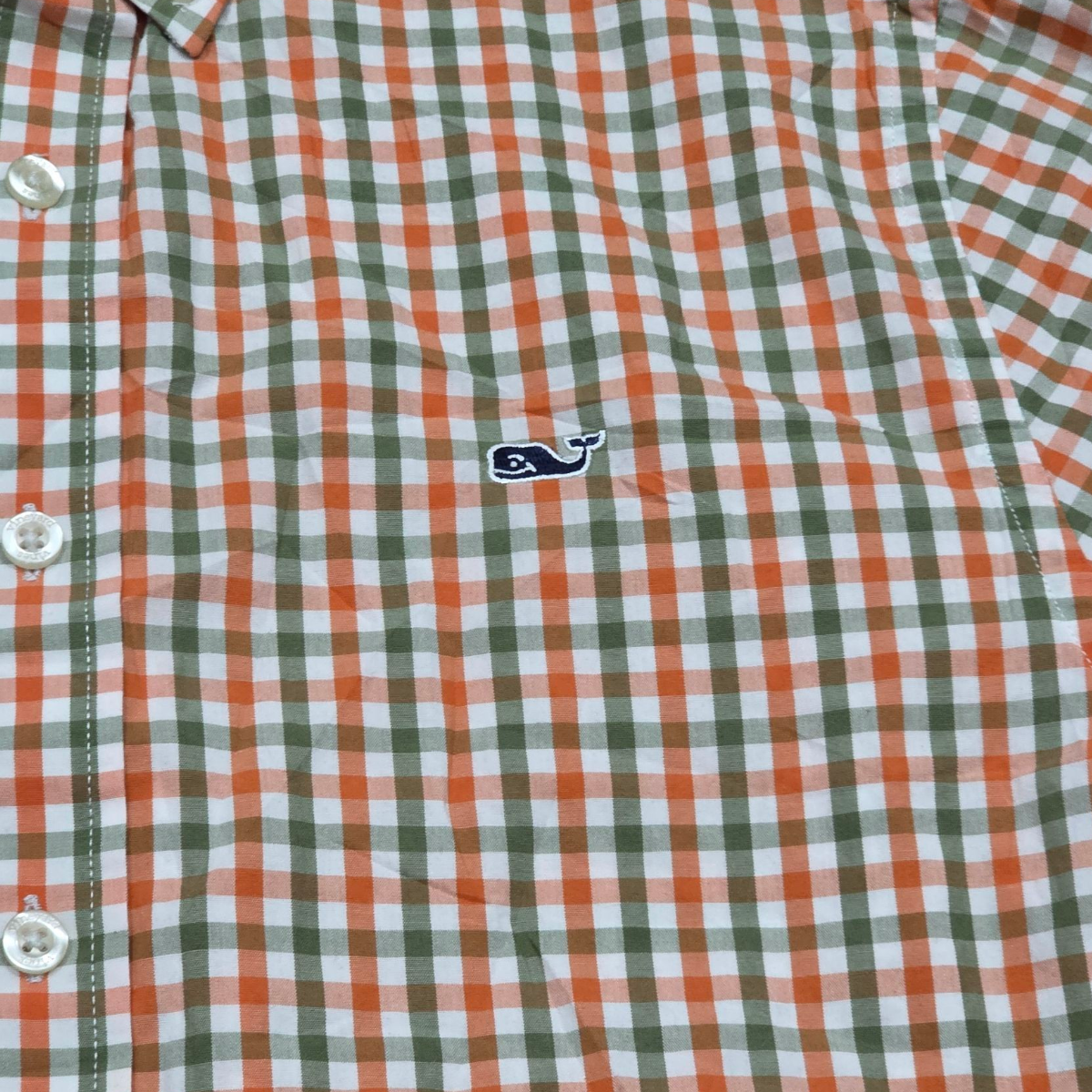 Camisa Slimfit Vineyard Vines Chico S Cuadro Naranja Verde