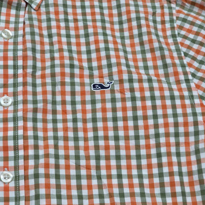 Camisa Slimfit Vineyard Vines Chico S Cuadro Naranja Verde