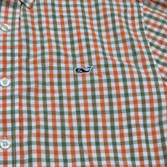 Camisa Slimfit Vineyard Vines Chico S Cuadro Naranja Verde