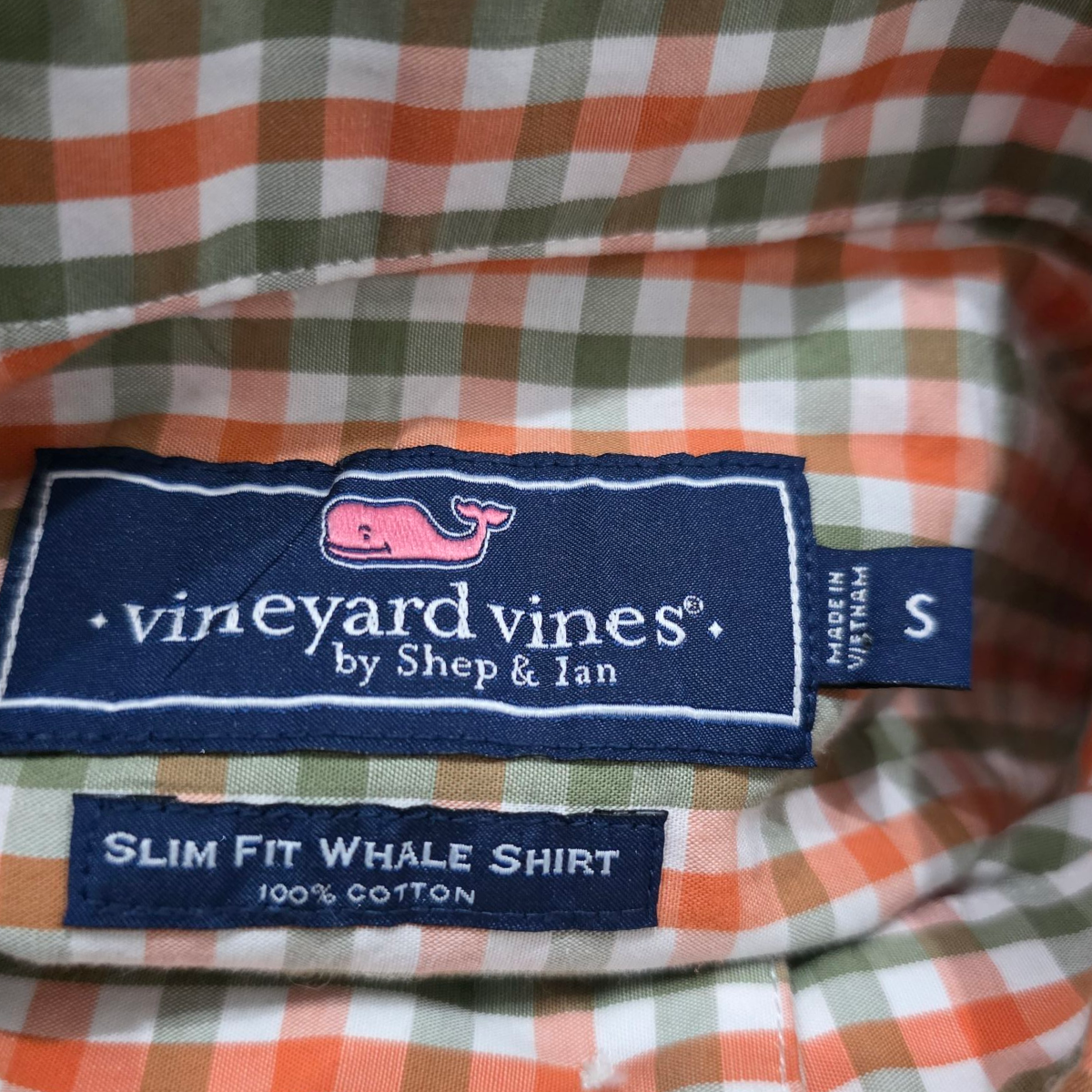 Camisa Slimfit Vineyard Vines Chico S Cuadro Naranja Verde