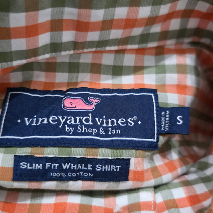 Camisa Slimfit Vineyard Vines Chico S Cuadro Naranja Verde