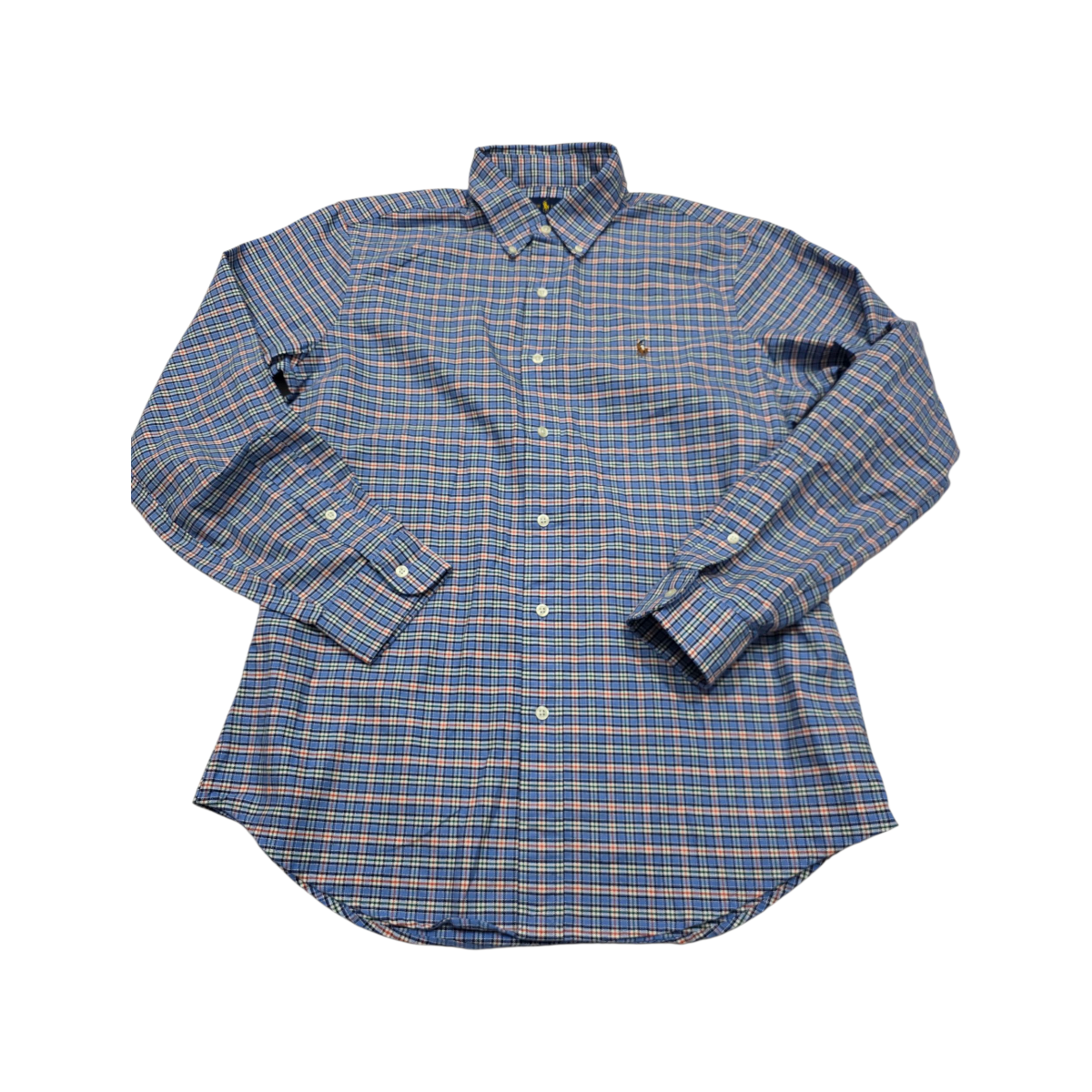 Camisa Ralph Lauren Medianam Cuadros Azul Claro Pony Colores
