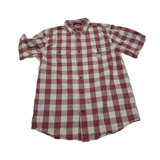Camisa Manga Corta Carhartt Mediana M Cuadro Cafe Rojizo (Usado)