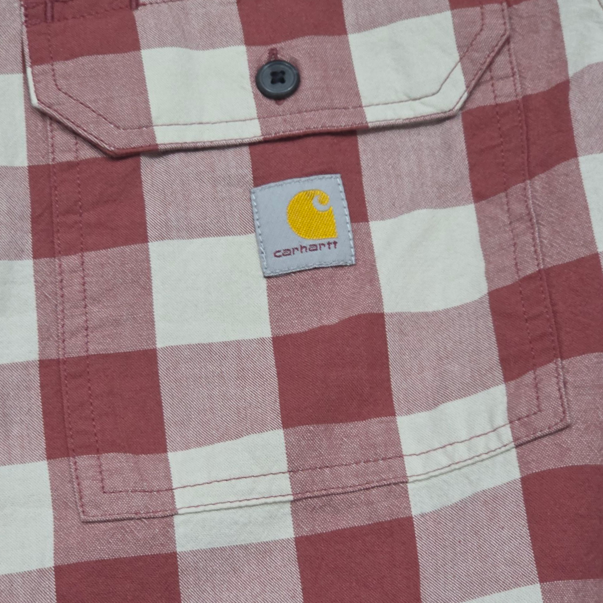 Camisa Manga Corta Carhartt Mediana M Cuadro Cafe Rojizo (Usado)