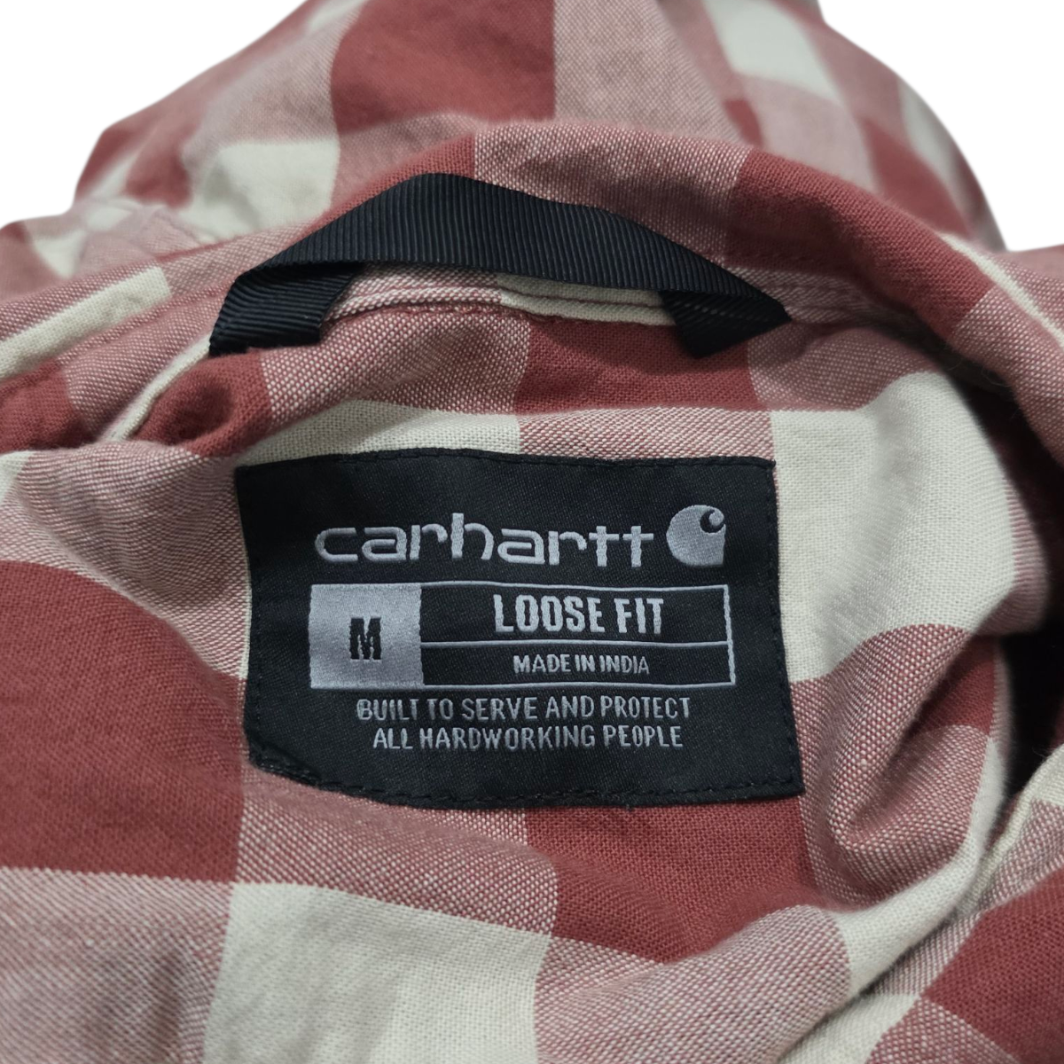 Camisa Manga Corta Carhartt Mediana M Cuadro Cafe Rojizo (Usado)