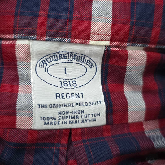 Camisa Regent Brooks Brothers Grande L Cuadro Rojo Azul