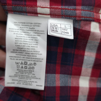 Camisa Regent Brooks Brothers Grande L Cuadro Rojo Azul