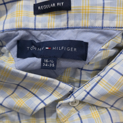Camisa Tommy Hilfiger Grande L 16 1/2 Cuadro Amarilo Azul (Usado)