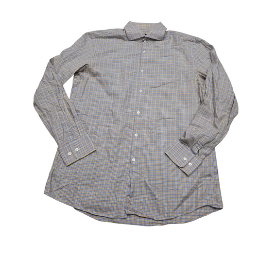 Camisa Hugo Boss Grande L Cuadro Azul Y Amarillo Sharp Fit